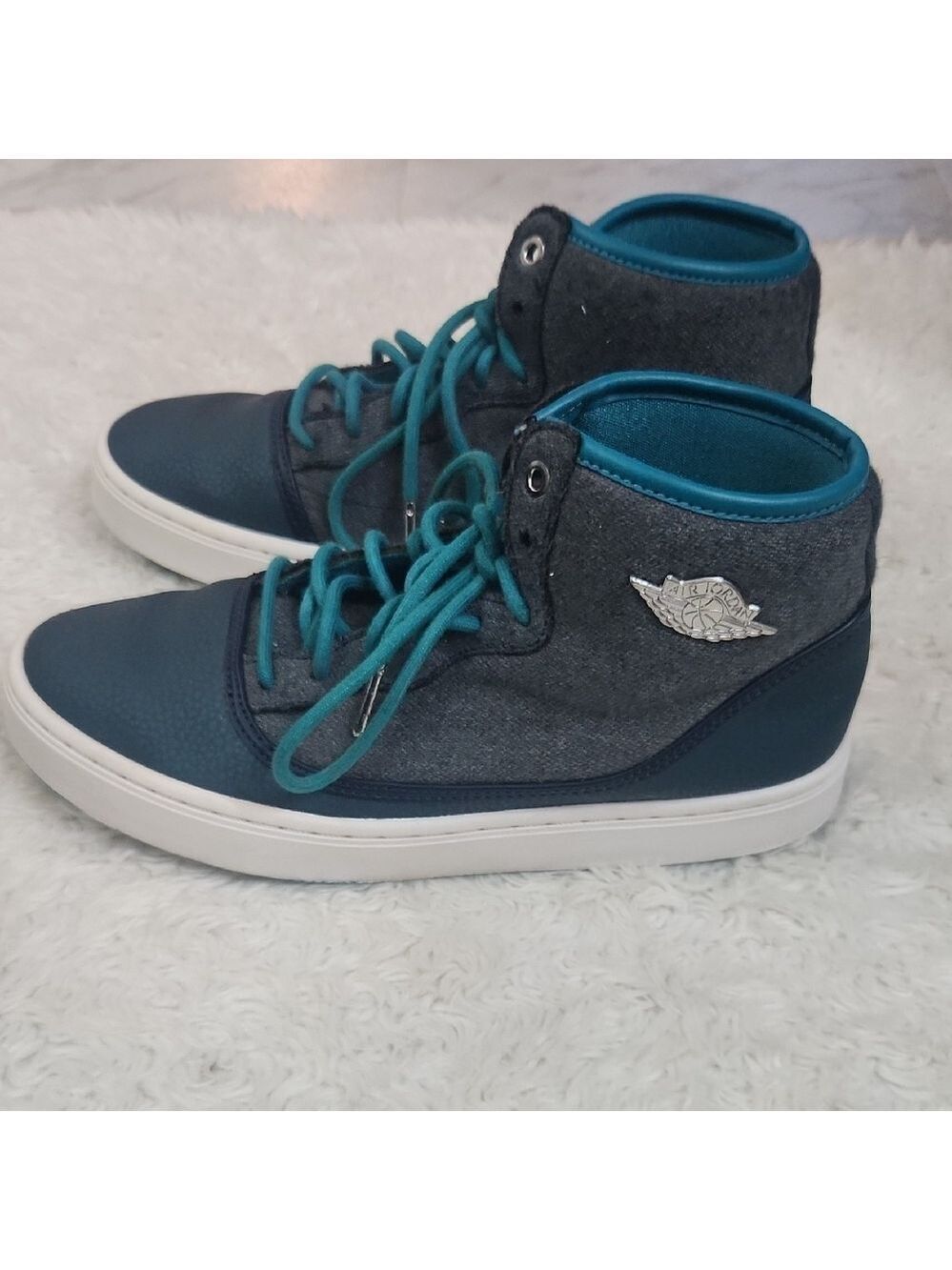 Jordan "Jasmine" GS 5.5 Kids Sneakers -  Midnight Teal/Metallic Silver